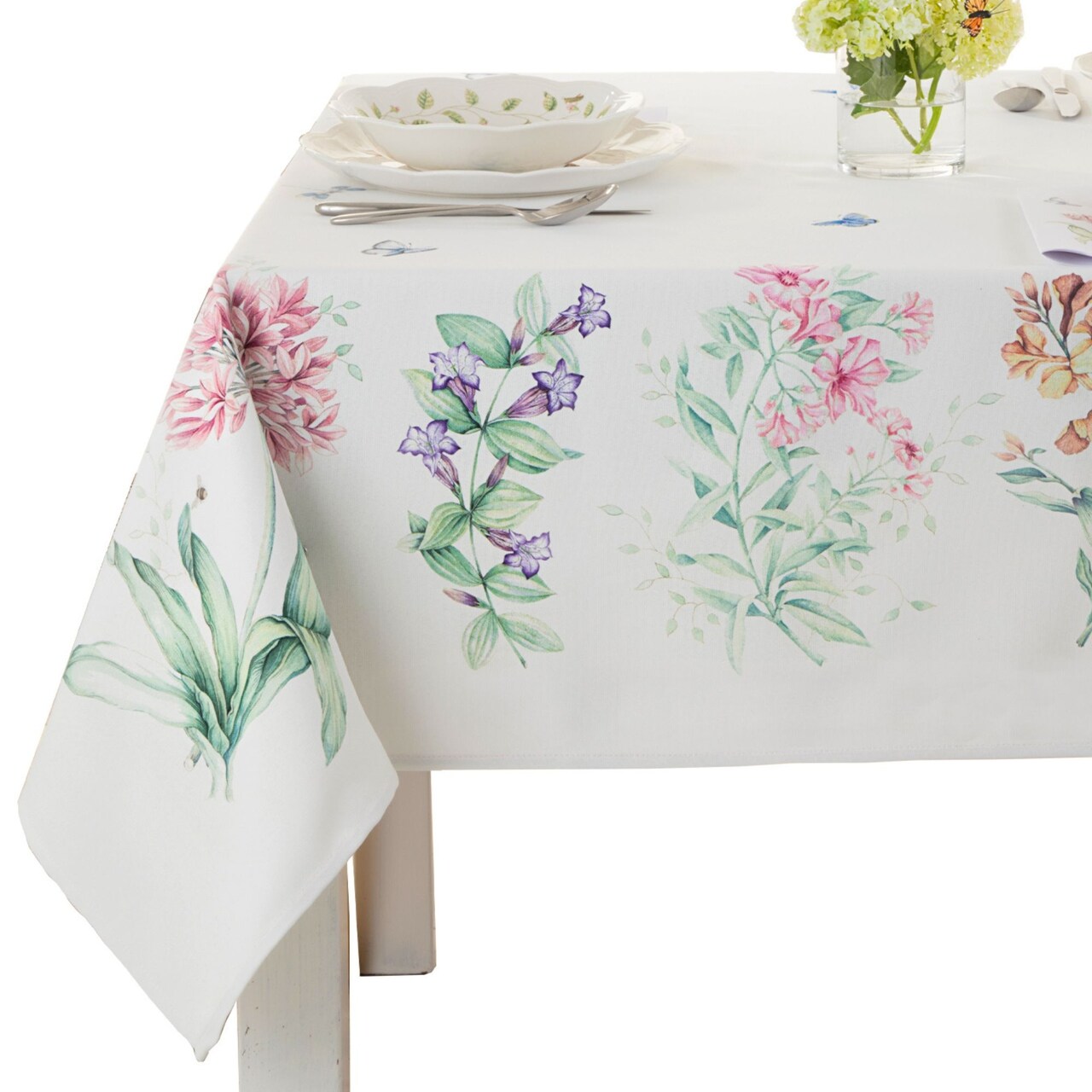 Lenox Butterfly Meadow Garden Tablecloth, Multicolor - 60"W x 120"L